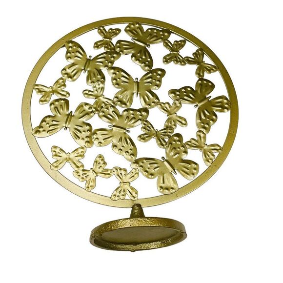 12" Round Gold Butterfly Tabletop Decor - Picture 3 of 10